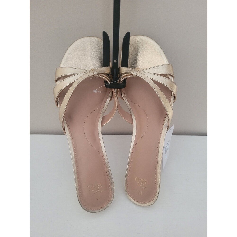 Time and Tru Women's Gold Kitten Heel Mule Sandals Women's 11 NWT